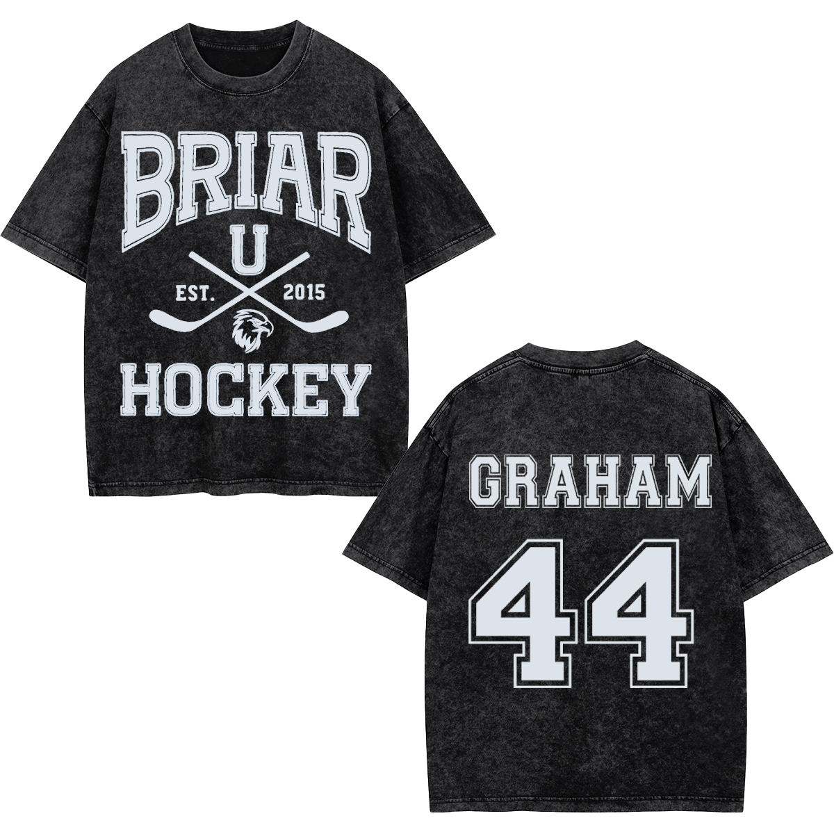Personalized Hockey Washed T-Shirt Custom University Hockey Tee Custom Name and Number Hockey Lover Gift