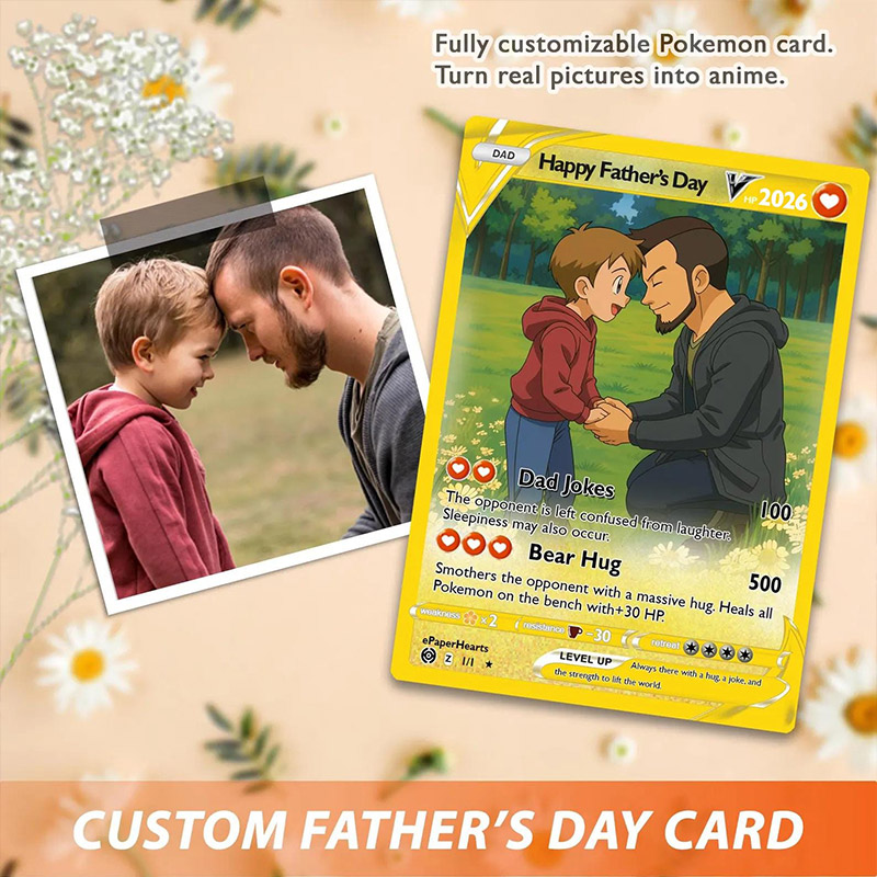 Personalized Father's Day Pokemon Card Custom Pokemon Card Gift For Dad Father's Day Gift Pokemon Present