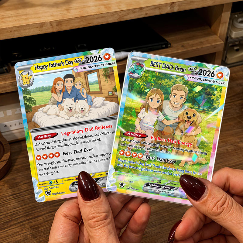 Personalized Best Dad Ever Father's Day Card Custom Poke Card From Photo Photo Hologram Card Father's Day Gift Gift For Dad
