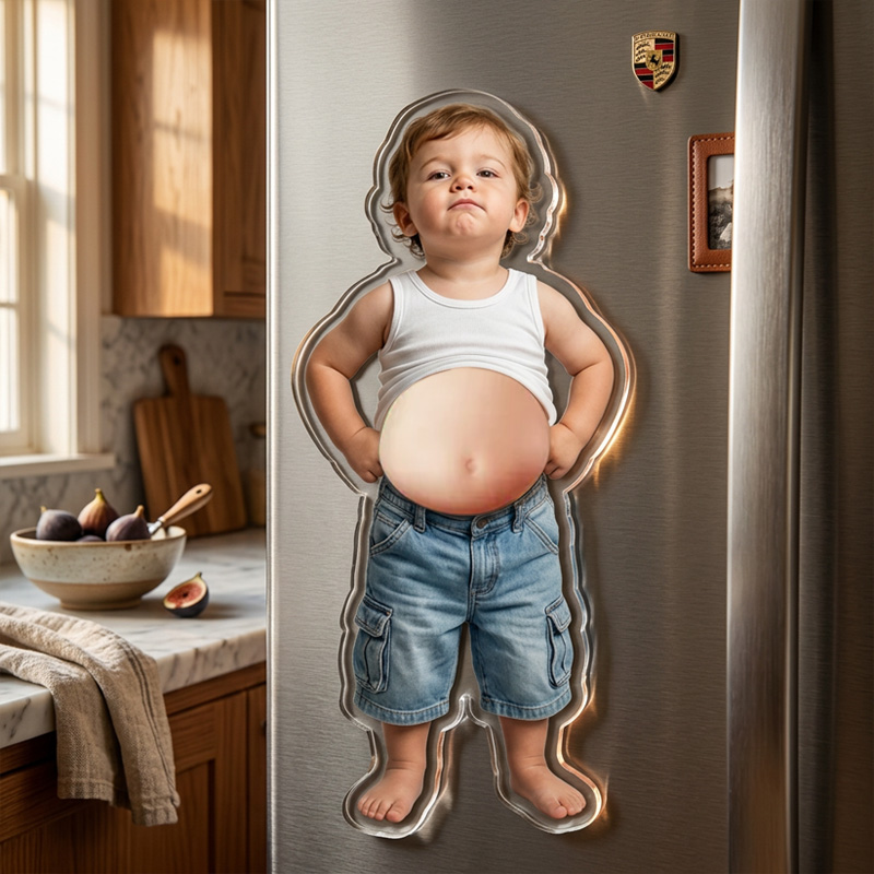 Personalized Funny Big Belly Caricature Custom Photo Cartoon Family Fridge Decoration Comic Portrait Magnet
