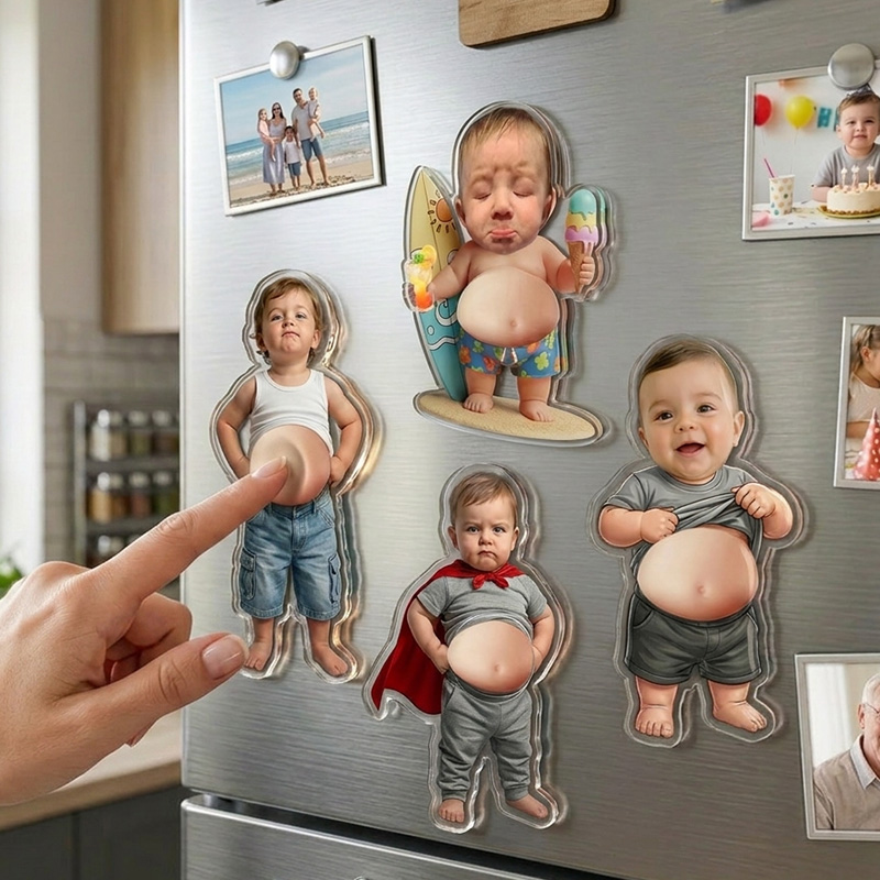 Personalized Funny Big Belly Caricature Custom Photo Cartoon Family Fr