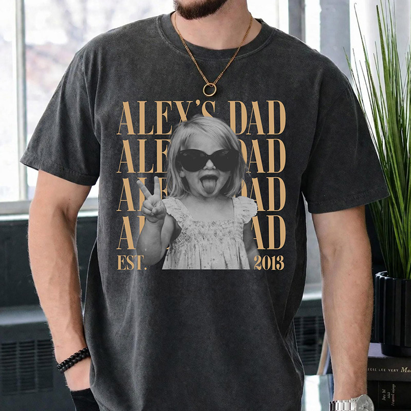 Personalized Dad Vintage Photo Shirt Custom Fathers Day Shirt with Kids Photo Funny Dad Shirt Best Dad Ever Shirt New Dad Gift