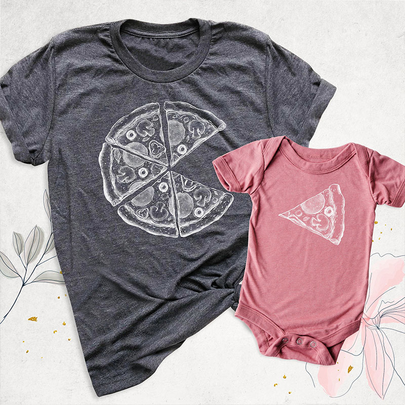 Personalized Daddy and Me Funny Shirt Dad Baby Matching Shirts Pizza and Pizza Slice Tshirt Fathers Day Dada Mini Outfit Dad Son Shirt Dad Girl Tee