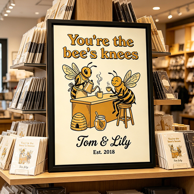 Personalized You're The Bee's Knees Couple Bee Wall Art Couple Canvas Bee Print Poster Romantic Love You Longer Wall Decor Anniversary  Gift Couple Bee Home Decor