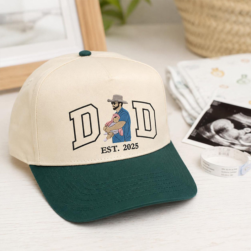 Personalized Portrait Embroidered Dad Hat Father's Day Gift For Dad Custom Dad Photo Hat Gift For Him Dad Est Embroidery Hat