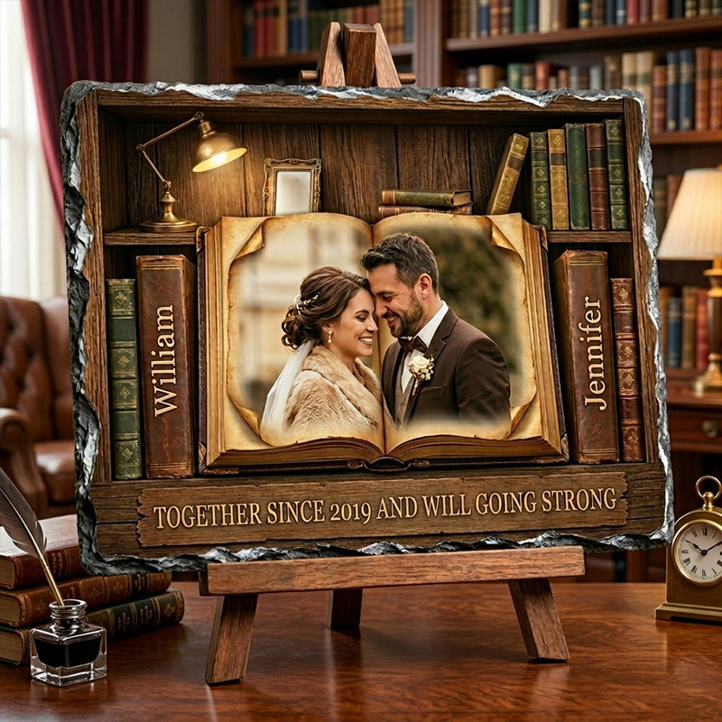 Personalized Couple Photo Shaped Stone with Stand Together Since xxx Couple Keepsake Anniversary Gift for Couple Newlyweds Gift