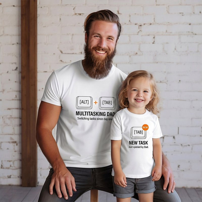 Personalized Alt Tab and New Tab Tshirt Father Son Matching Tee Dad and Baby Shirt Father Daughter Matching Tee Gift For Dad