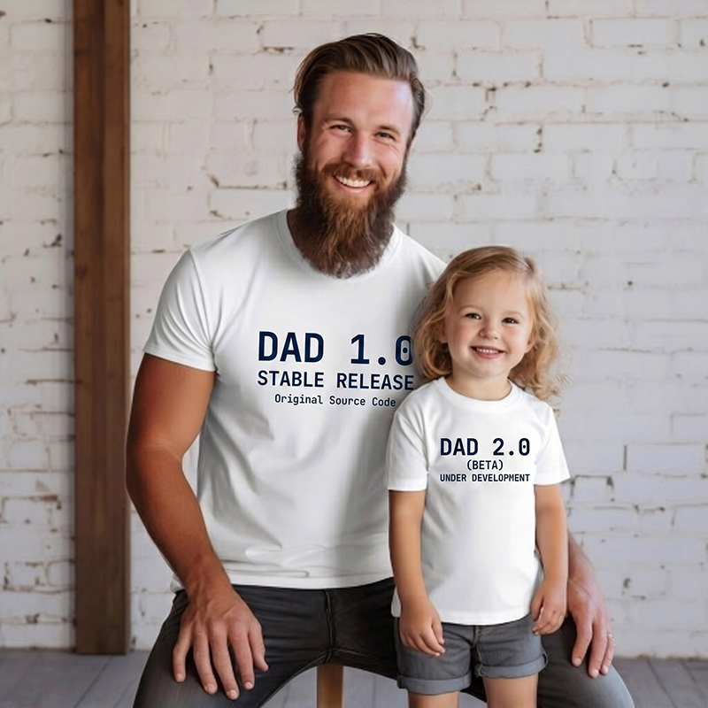 Personalized Dad 1.0 and Dad 2.0 Tshirt Father Son Matching Tee Dad and Baby Shirt Father Daughter Matching Tee Gift For Dad
