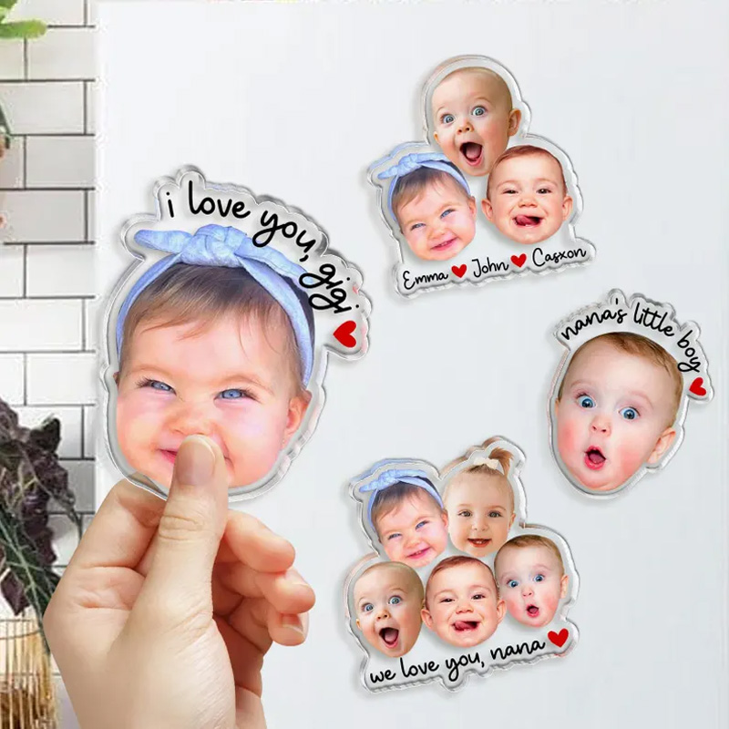 Personalized Funny Face Photo Baby And Pet Custom Text Gift For Family Friends Cute Home Decor Refrigerator Magnets