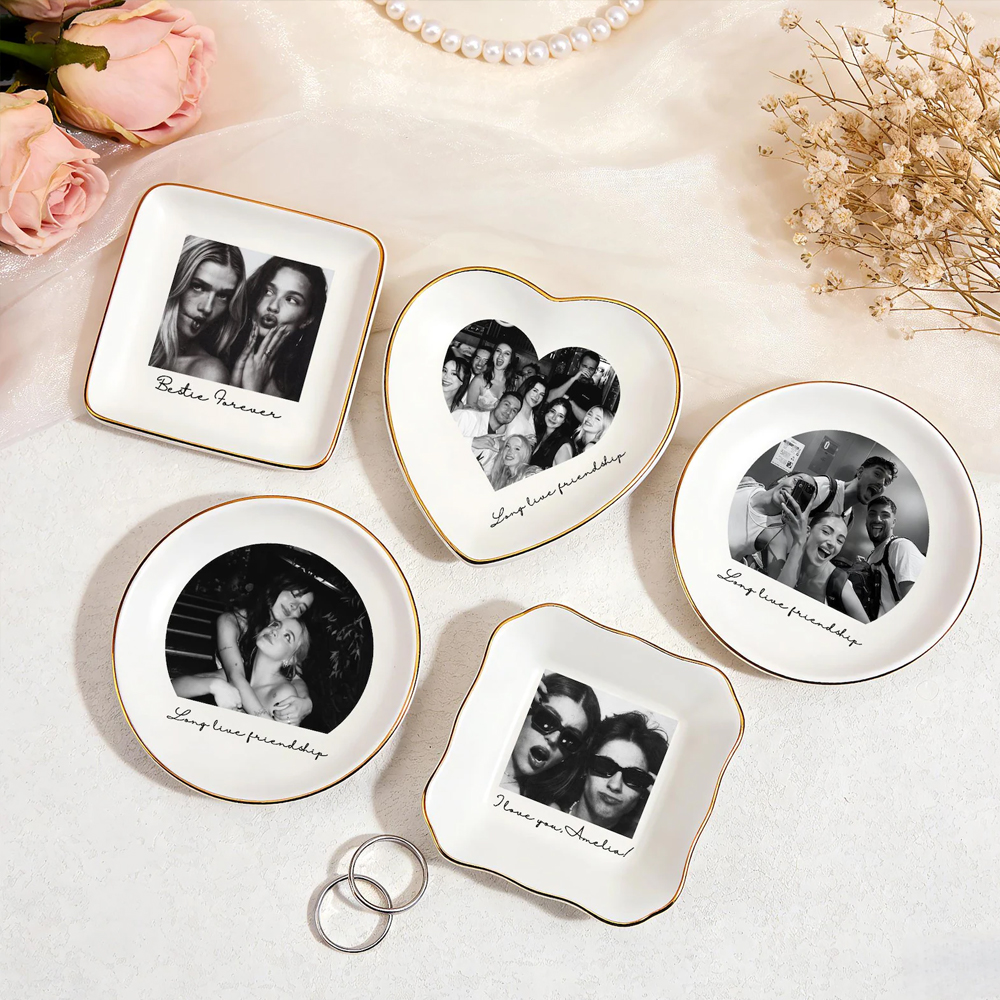 Personalised Photo Trinket Dish With Custom Jewelry Ring Dish, Wedding Gift, Bridesmaid Proposal, Trinket Tray for Best Friend, Bestie