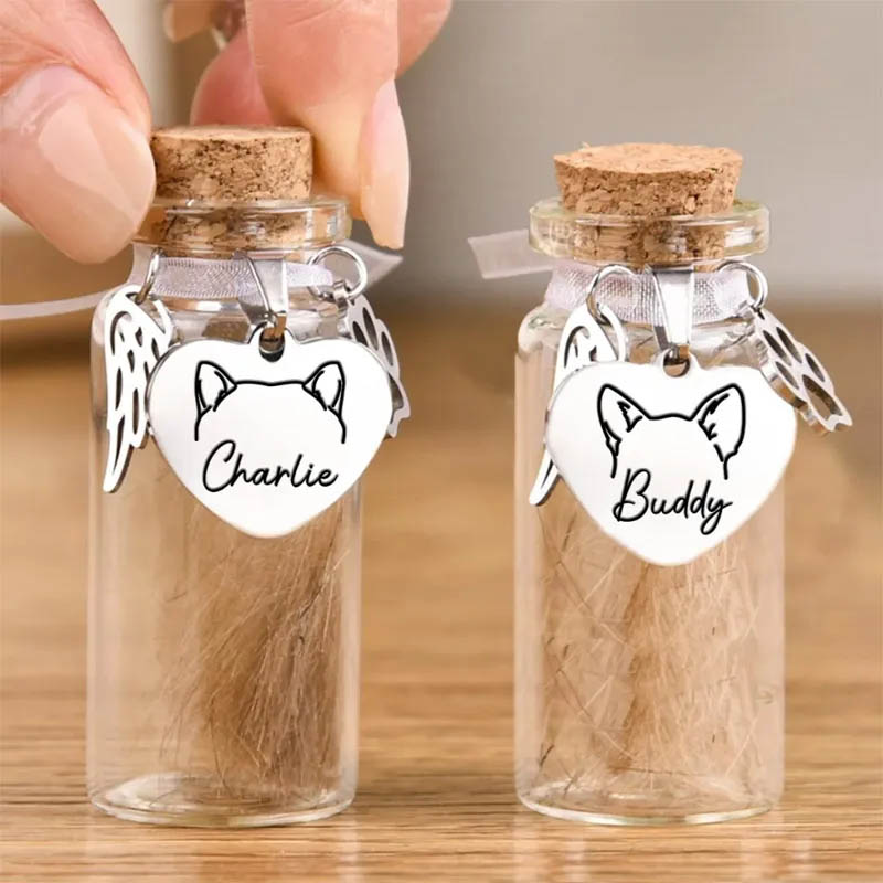 Personalized Pet Lover Fur Keepsake Jar Memorial Gifts for Dogs Cats Gone but Not Forgotten