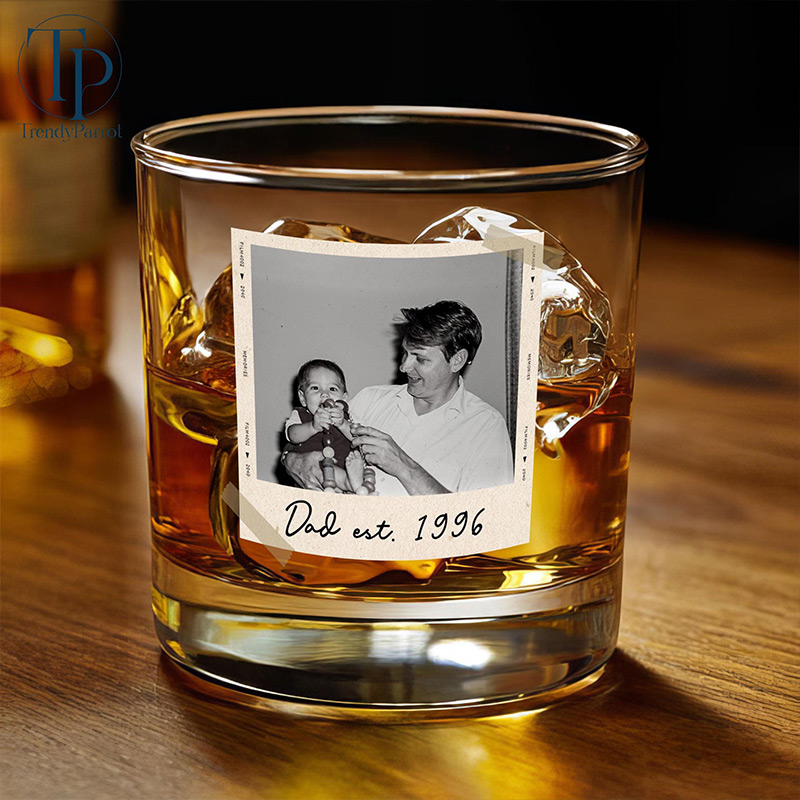Personalized Photo Dad Est Whiskey Glass Grandpa Gift Dad Glass Gifts For Him Portrait Photo Grandpa Glass New Dad Gifts