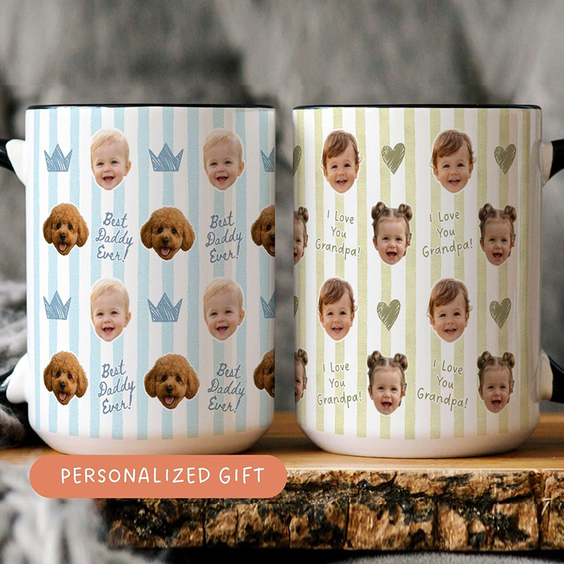 Personalized Photo Mug for Grandpa Papa Baby Face Coffee Cup Custom Baby Mug Gift for Daddy Grandpa Fathers Day Gift Pops Dada gift