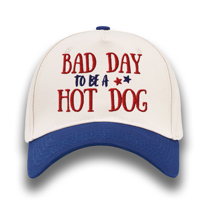 Embroidered Bad Day To Be A Hot Dog Foam Trucker Hat Funny Patriotic Snapback Cap