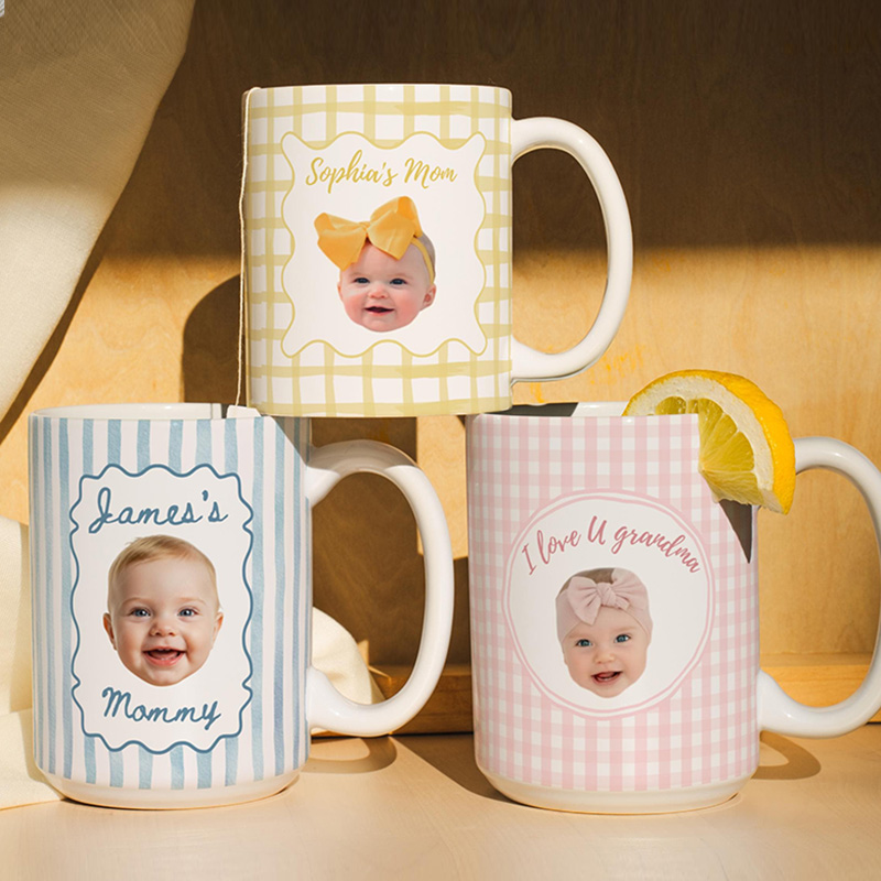 Personalized Baby Face Photo Mug Custom Baby Picture Coffee Cup New Grandparents Gift First Time Grandma Grandpa Keepsake Mug Gift