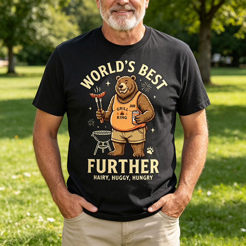 Personalized Word's Best Further Shirt Dad T-Shirt with Name Custom Birthday Father's Day Gift for Him