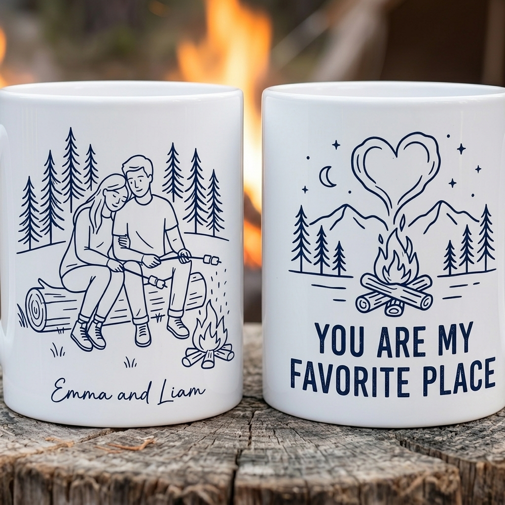 Personalized You are My Favorite Place Mug Gift for Couple Engagement Newlywed Anniversary Present for Outdoorsy Couple 