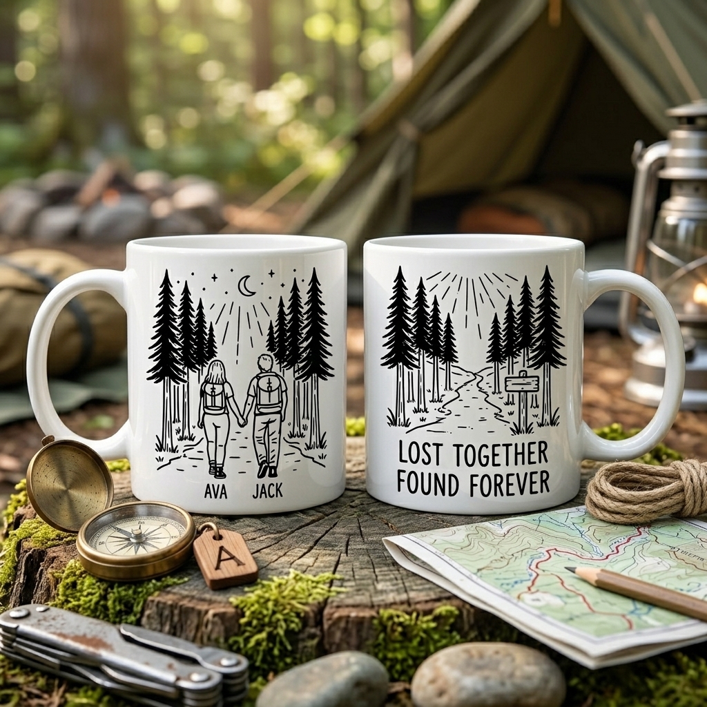 Personalized Lost Together Found Forever Couple Mug Gift Couple Anniversary Camping Gift Custom Outdoor Coffee Cup Partners for Life Newlyweds Gift Wedding Couple Gift