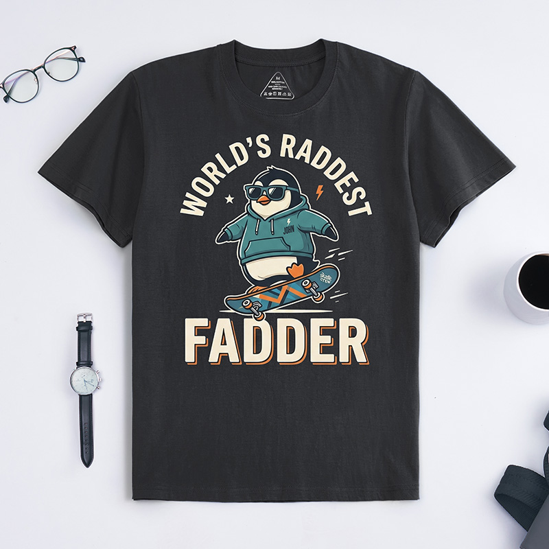 Personalized World’s Raddest Fadder Shirt Dad T-Shirt with Name Custom Birthday Father's Day Gift for Him