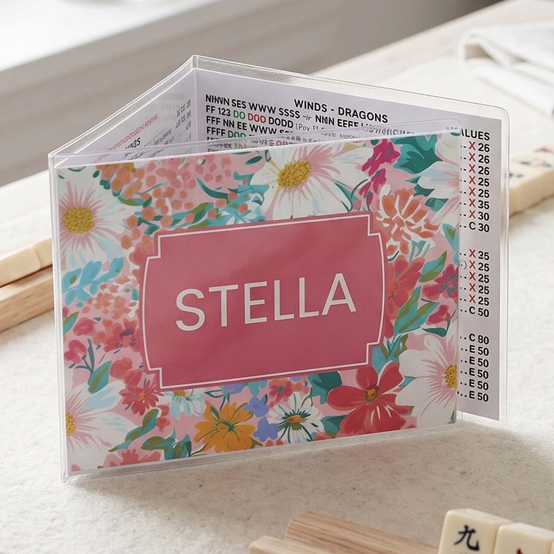 Personalized Mahjong Card Cover & Protective Sleeve for LARGE National Mahjong League Card NMJL Custom Monogram Mahjong Gift Hostess Birthday Christmas Mother's