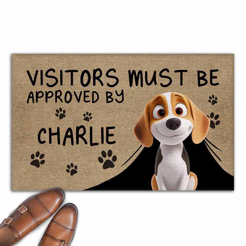 Personalized Dog Lover Approved By Dog Cartoon Doormat