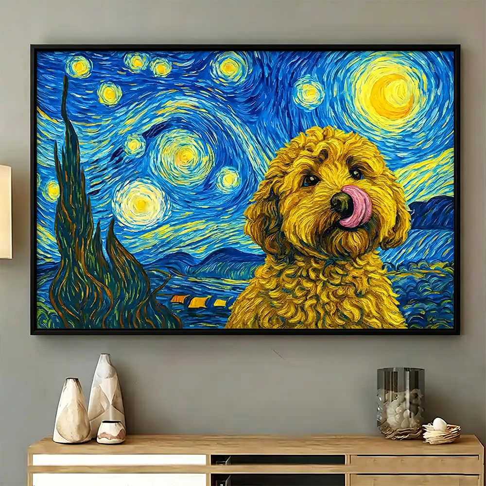 Personalized Pet Poster Custom Photo Starry Night Dog Cat Pet Gift for Pet Lovers