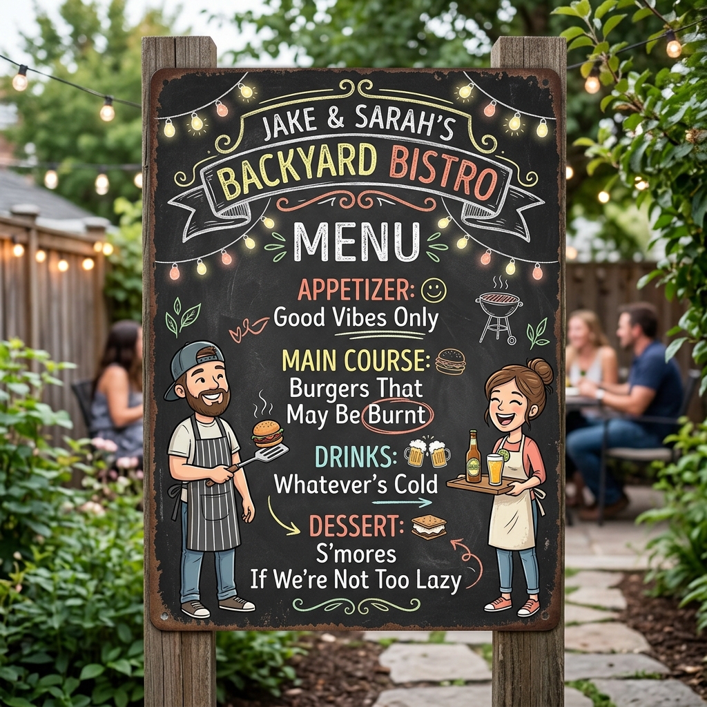 Personalized Couple Backyard Metal Classic Signs with Name
