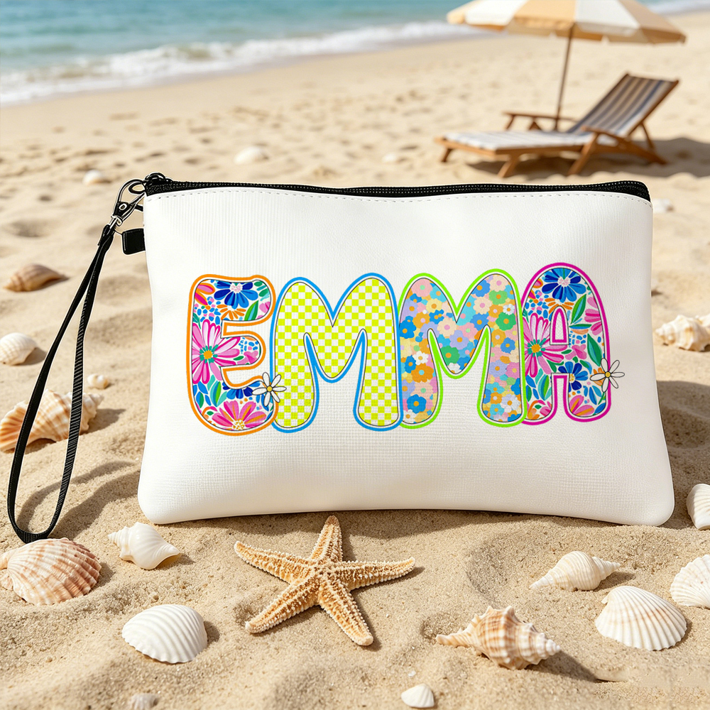 Personalized Artistic Name Makeup Bag Summer Vacation Party Gift for Women