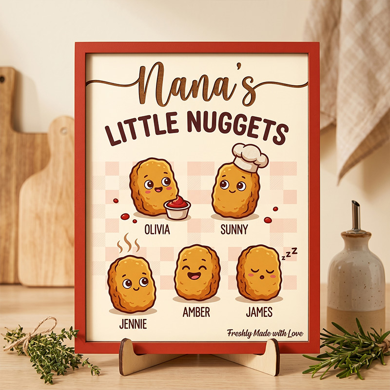 Personalized Nana's Little Nuggets Sign Custom Wooden Plaque with Kids Names Nana Gifts Birthday Day Gift For Mom Grandma