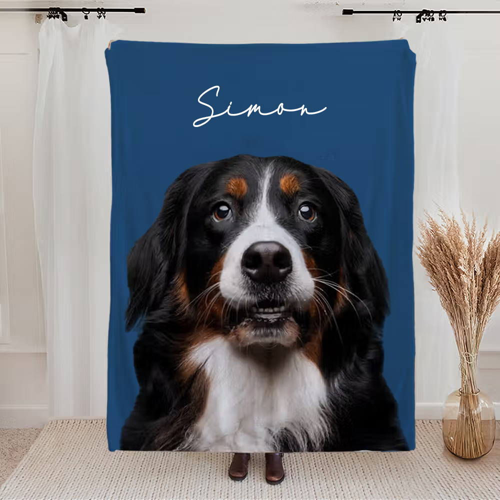 Personalized Pet Photo Blanket Custom Dog Portrait Blanket Pet Memorial Gift Cat Picture Blanket Gift for Pet Lovers