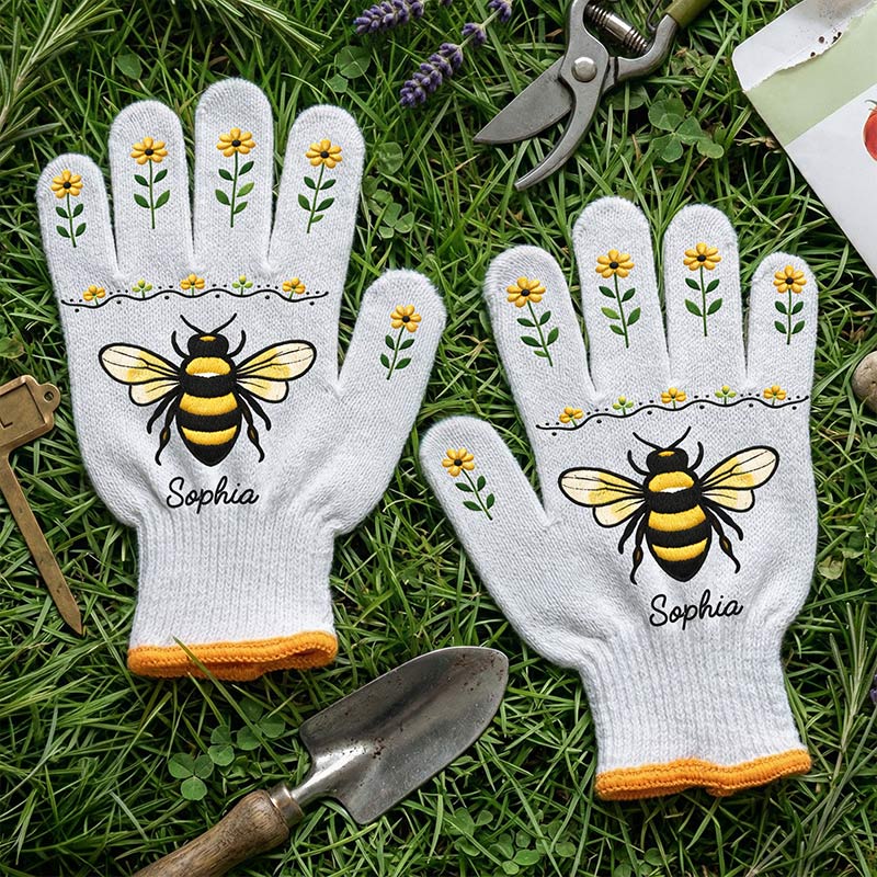 Personalized Gardening Gloves Custom Bee Butterfly Lavender Tomatoes Pattern Gloves Gardening Lover Gifts