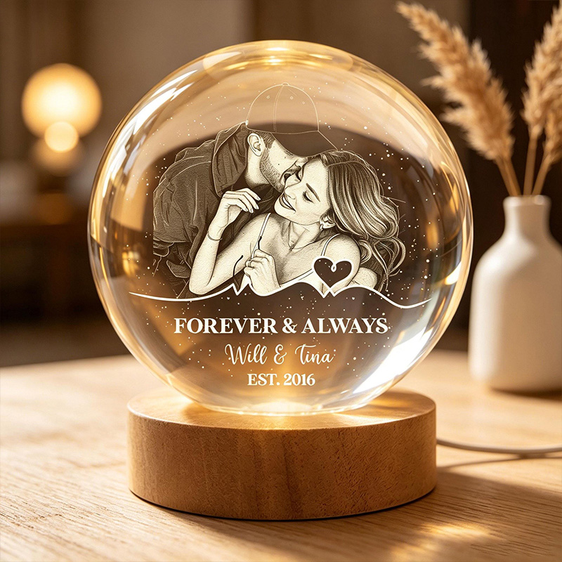 Personalized Personalized Photo Night Light Custom Picture Memorial Crystal Ball Lamp Wedding Gift Couple Anniversary Gift For Wife Girlfriend Husband