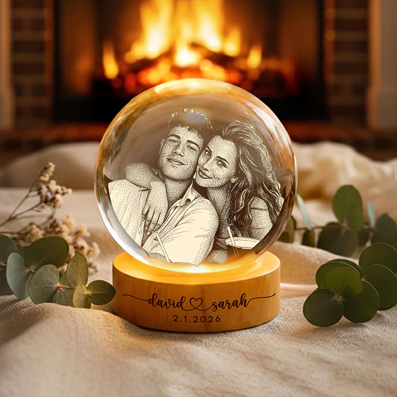 Personalized Personalized Photo Night Light Custom Picture Memorial Crystal Ball Lamp Wedding Gift Couple Anniversary Gift For Wife Girlfriend Husband