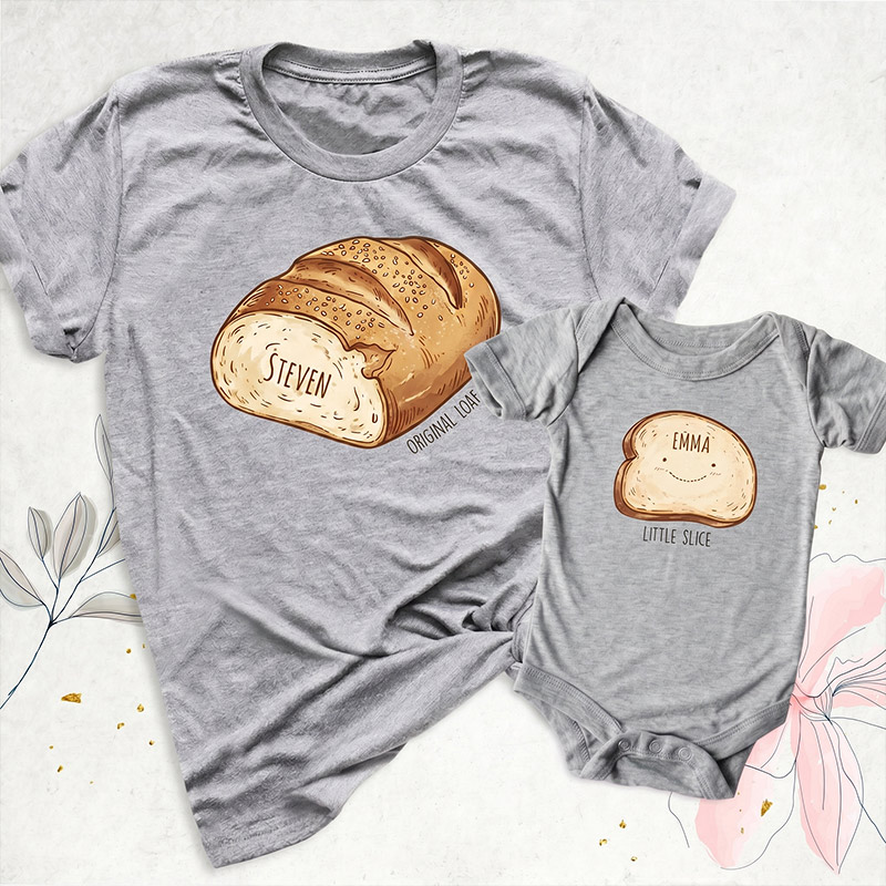 Personalized Daddy and Me Funny Shirt Dad Baby Matching Shirts Bread and Bread Slice T Shirt Fathers Day Dada Mini Outfit Dad Son Shirt Dad Girl Tee