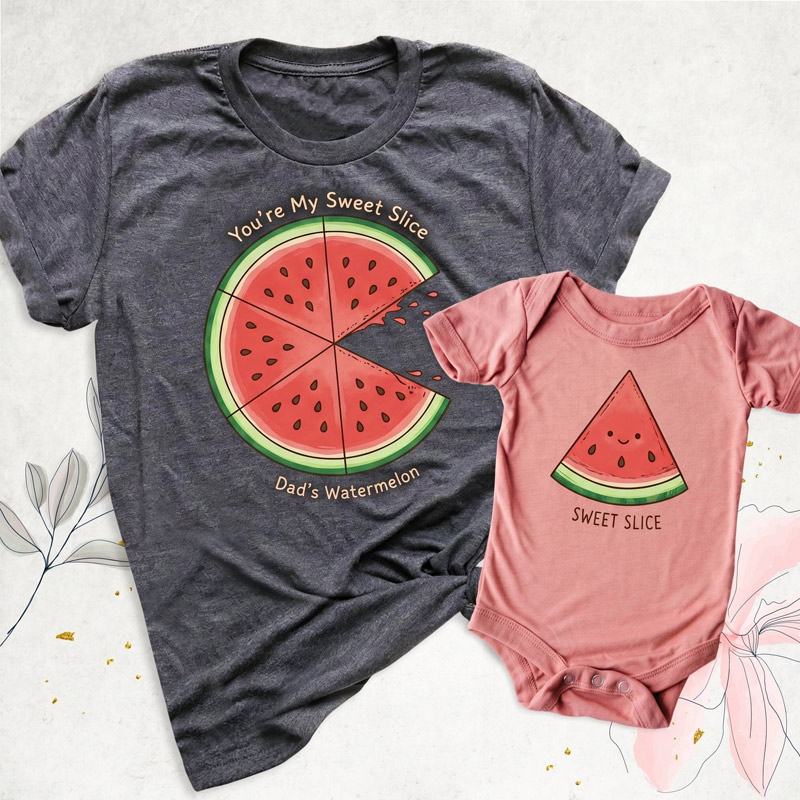 Personalized Dad's Watermelon and Sweet Slice Shirt Daddy and Me Funny Shirt Dad Baby Matching Shirts Fathers Day Dada Mini Outfit Dad Son Shirt Dad Girl Tee