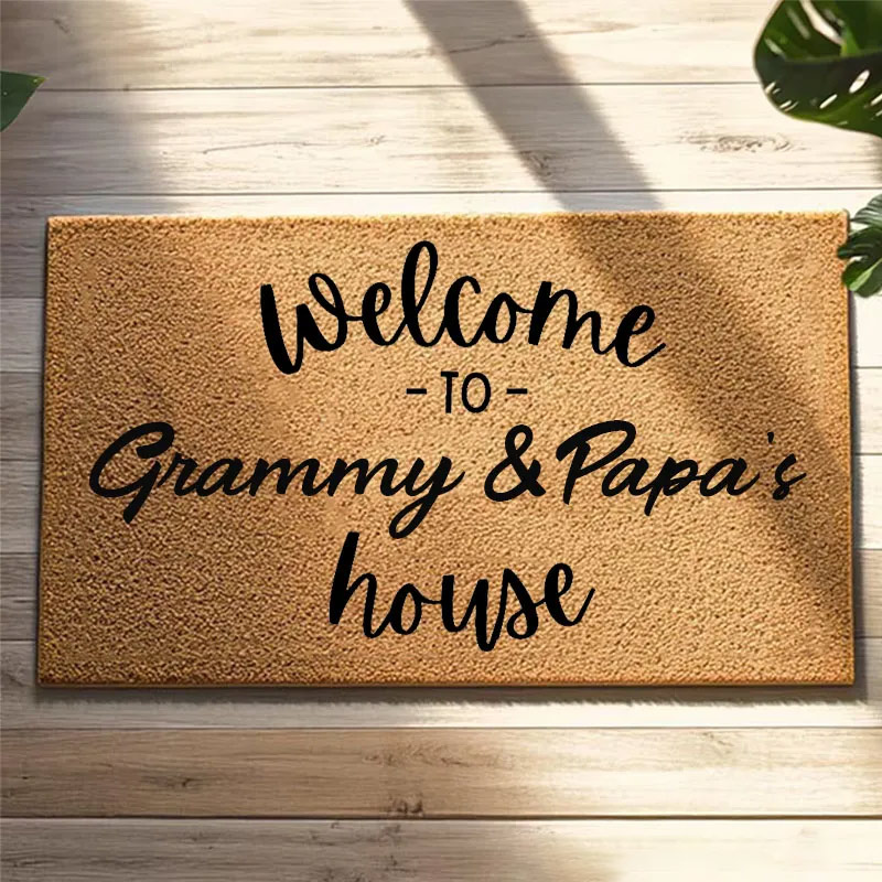 Personalized Welcome to Grammy and Papa's House Doormat Custom Family Rug Housewarming Gift Decorative Indoor Outdoor Durable Mat for Entryway Door