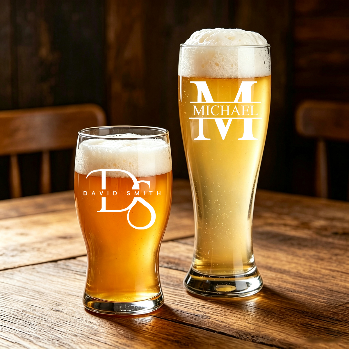 Personalized Beer Glass 19oz and 24oz Custom Name Gift for Him