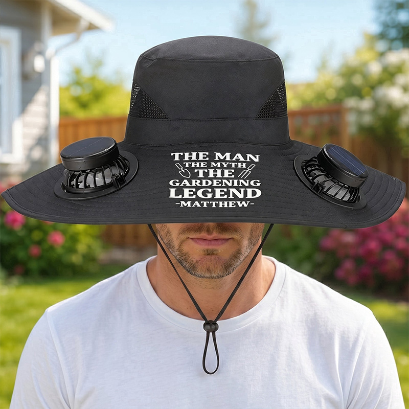 Personalized The Man The Myth The Gardening Legend Solar Fan Hat Dad Granfather Solar Fan Hat Gardening Lover Gifts for Him