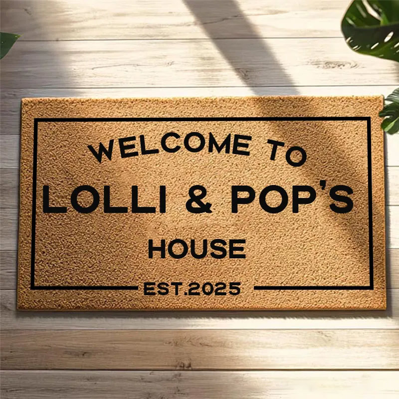 Personalized Welcome to Our House Doormat Housewarming Gift Durable Coir Mat for New Home Indoor Outdoor Door Mat Family Home Decor Rug Est 2025