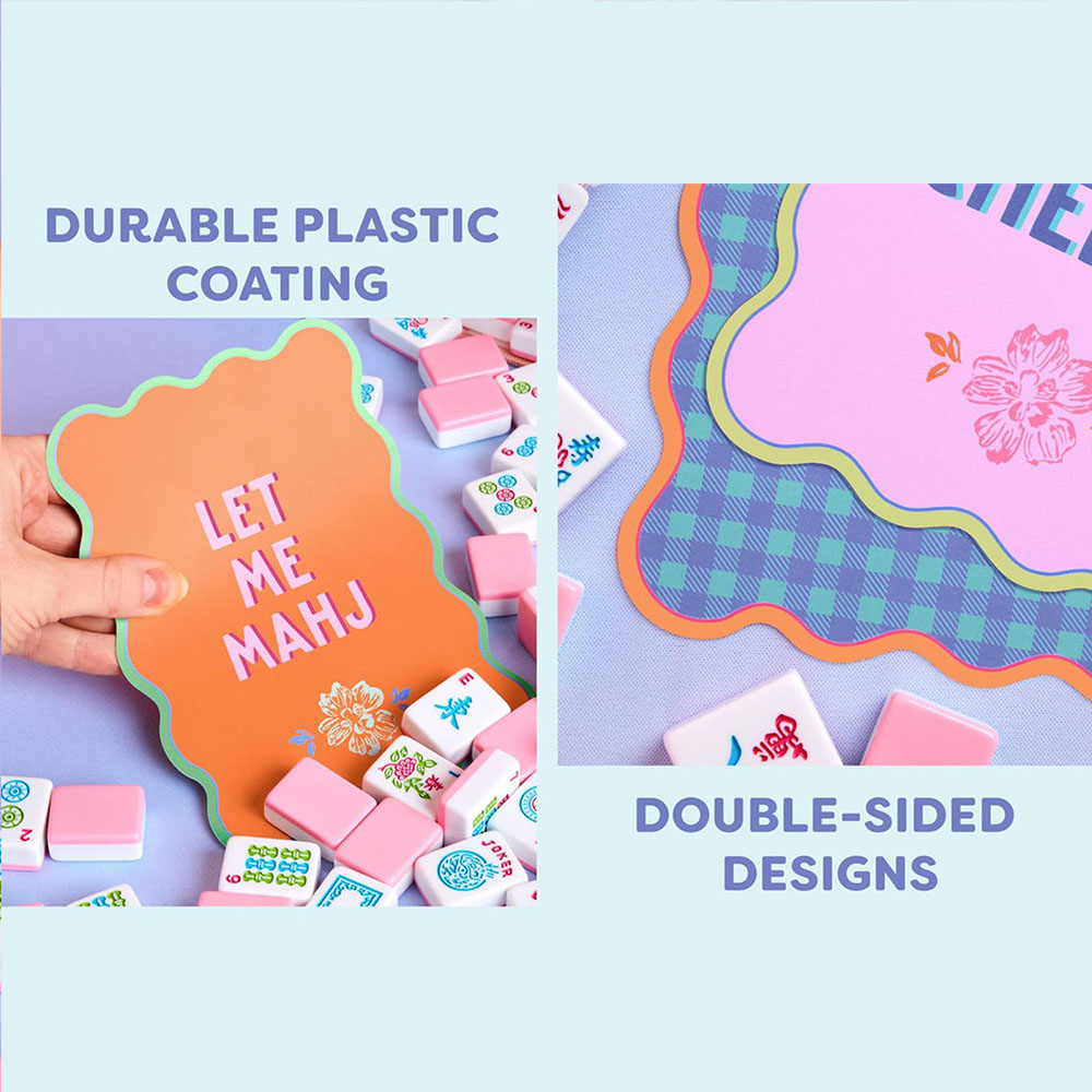 Mahjong Shuffler Cards Set of 4 PVC Cards Mahjong Accessories Game Night Girls Night Pink Green Orange Blue Floral