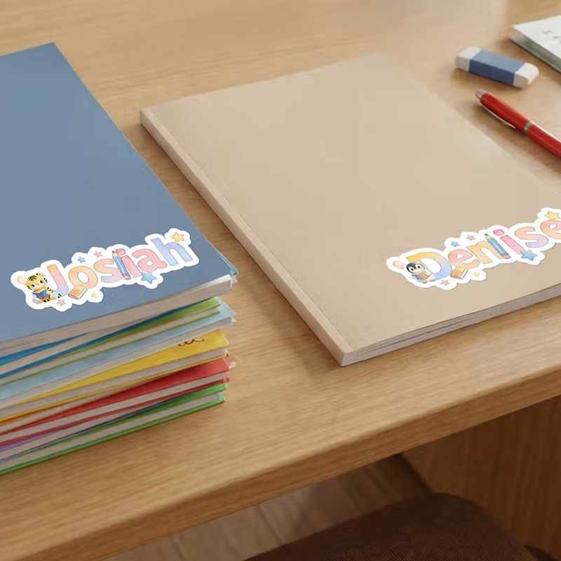 Personalized Cute Balloon Cartoon Animal Star Stickers with Name Back to School Birthday Gift for Boys Girls