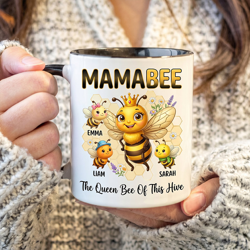 Personalized Mamabee Mug Custom Mug with 1-6 Kids Names Gift Birthday For Mom Mother's Day Christmas Gift