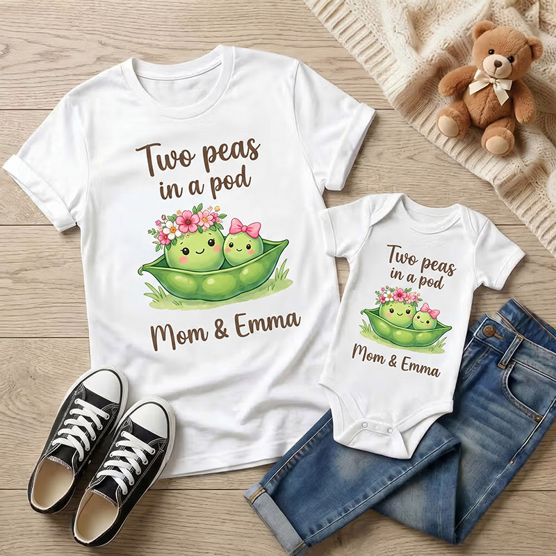 Personalized Two Peas in A Pod Shirt Mommy and Me Funny Shirt Mom Baby Matching Shirts New Mom Gift
