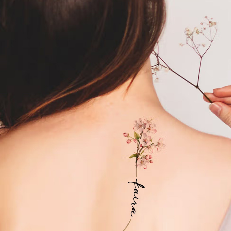 Personalized 1-3 Watercolor Birth Flower Waterproof Non-toxicity Temporary Tattoo Stickers with Name Holiday Gift for Besties Tattoo Lovers