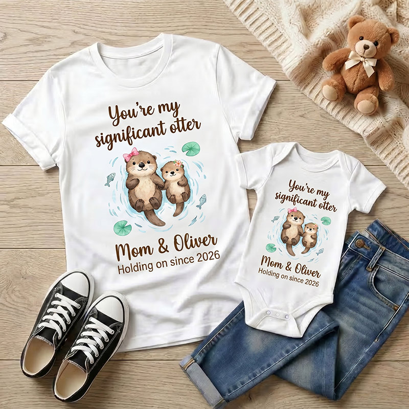 Personalized You're My Significant Otter Shirt Mommy and Me Funny Shirt Mom Baby Matching Shirts New Mom Gift