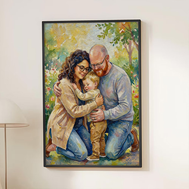 Personalized Oil Painting Style Photo Canvas Prints Family Painting Housewarming Birthday Gift for Family Friend