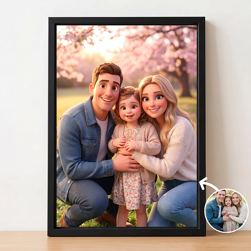 Personalized Modern Cartoon Pixar Style Photo Canvas Prints Home Wall Decor Ship from USA Birthday Anniversary Gift for Family Friends Ship in: 1-2 days