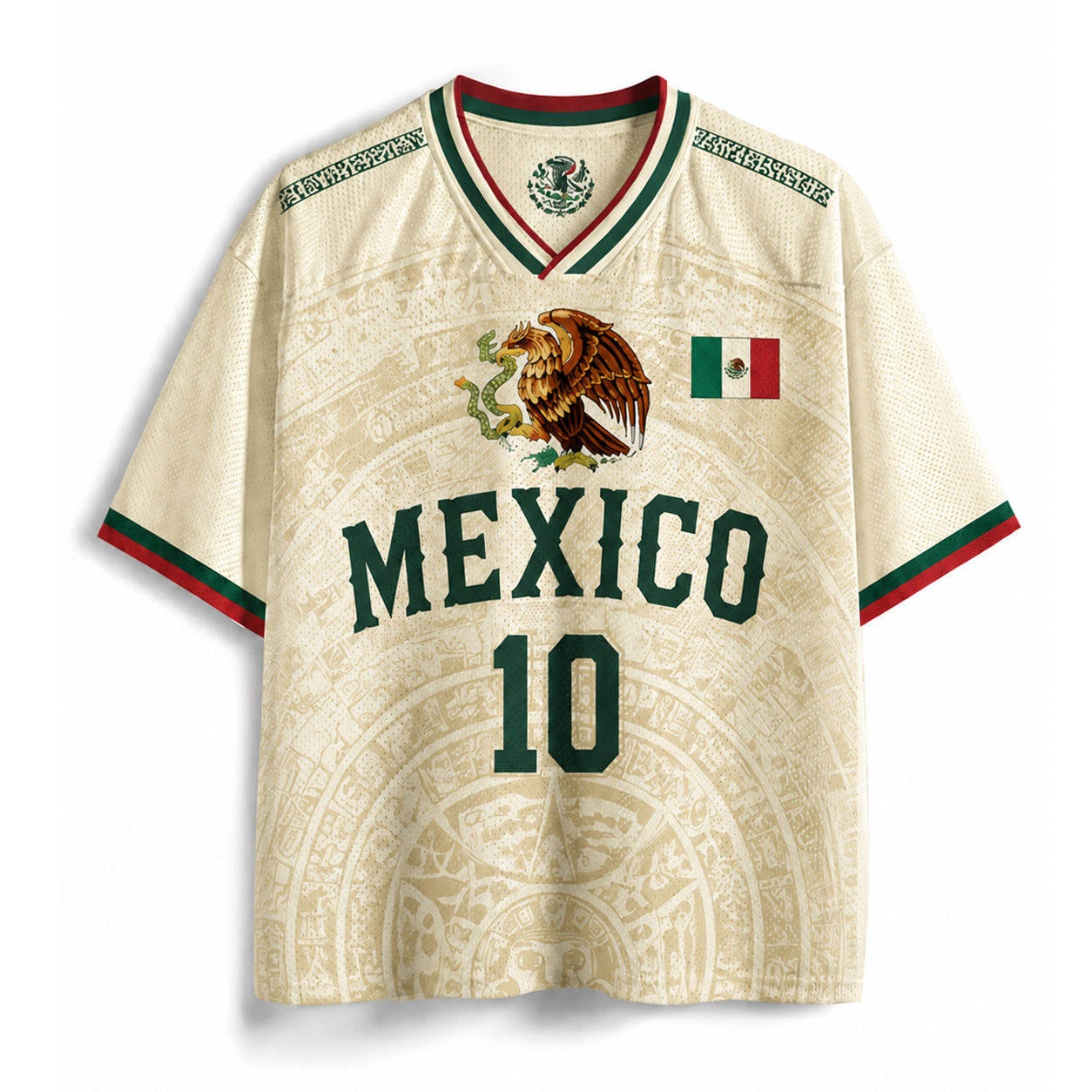 Personalized MX 26 Soccer Mesh Jersey – Heritage Cream Mexico Pride Jersey