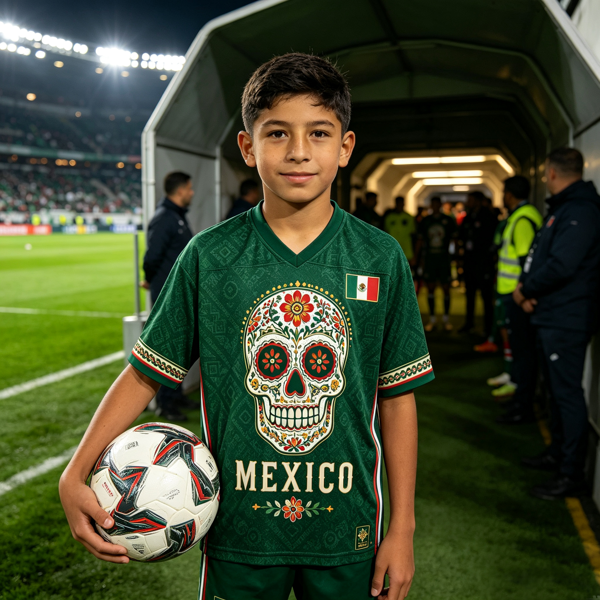 Personalized MX 26 Football Kid Mesh Jersey – Día de los Muertos Skull Mexico Fan Kit
