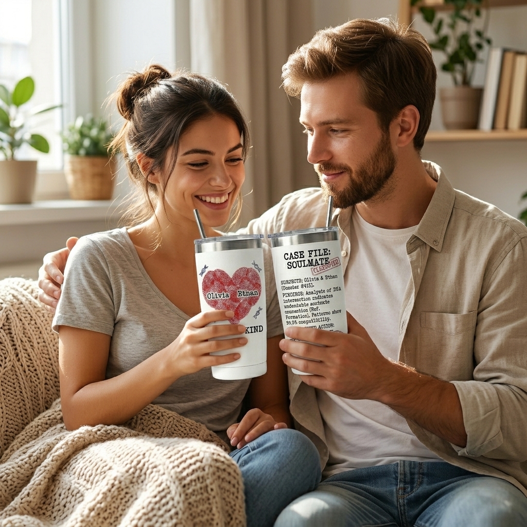 Personalized Fingerprint Love Tumbler for Husband and Wife Anniversary Gift for Him Couple Name Tumbler 20OZ Stainless Steel Tumbler